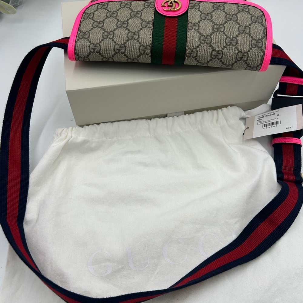 SOLD!!!!!  Women's Gucci OPHIDIA GG supreme canvas belt bag web stripe 80 cm NWT - Picture 4 of 14